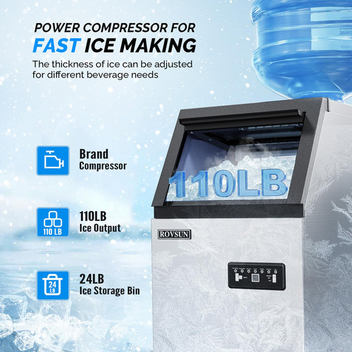 Máquina De Hielo Comercial Acero Inoxidable Automática 110 L Color