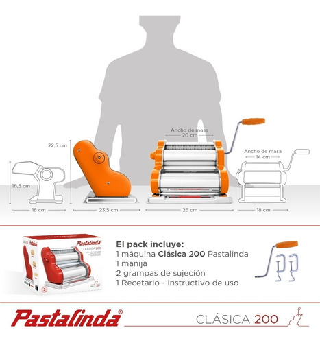 Imagen 9 de 10 de Pastalinda Máquina Clásica 200 Naranja