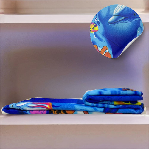 Pack 2 Toalla Jumbo Infantil Licencia Vero Hogar Microfibra Color Oceano Delfin Estampado