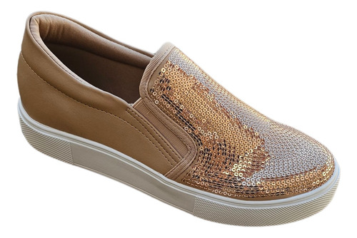 Tenis Feminino Slip On Conforto Vivaflex Paetê - 314536