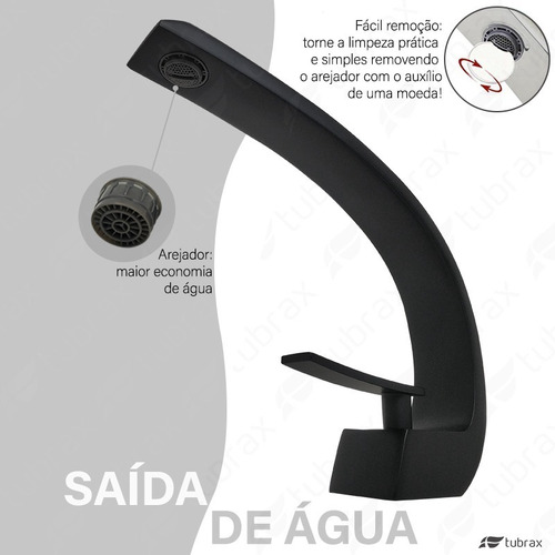Torneira Banheiro Lavabo Monocomando Preta Fosca Tubrax