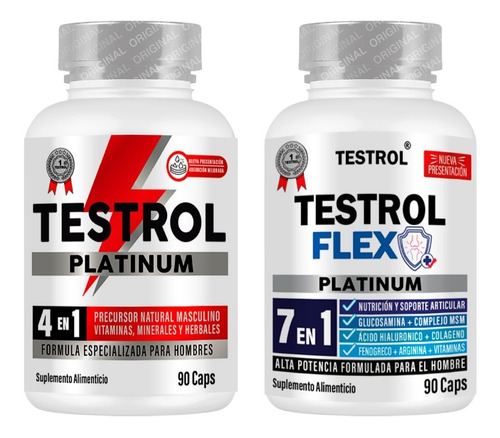 Combo Testrol Platinum 4 En 1 + Testrol Flex / 90caps C/u