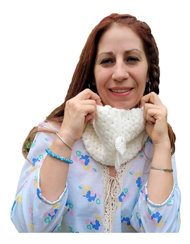 Cuello Manawee Mujer Tejido Crochet Con Flores