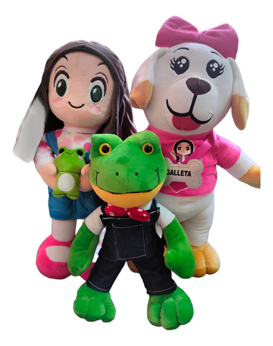 Peluche Lara Campos Kit Lara, Rene Y Perrita Galleta Variado