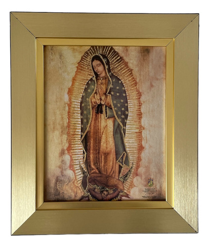 Cuadro Virgen De Guadalupe Copia Fiel 29x34cm Marco Liso