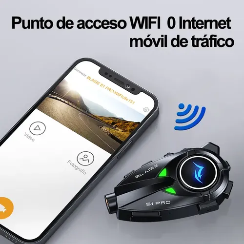 Intercomunicador Blaise S1 Pro com câmera HD 1080 para capacete