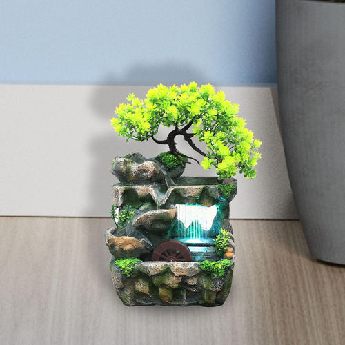 Ót Fonte De Água De Mesa De Resina Com Luz 110v Feng Shui