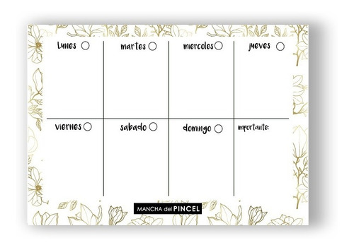 Planner Semanal Borrable A4 Imantado White Flowers Flex