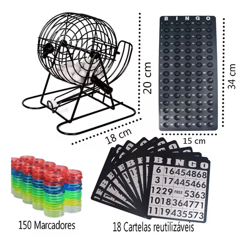 Jogo Bingo Completo Cartelas Globo Metal Bolinhas E Suporte - Dupari