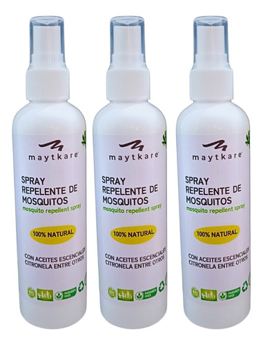 Pack 3 Repelente Mosquitos E Insectos De Citronela Natutal