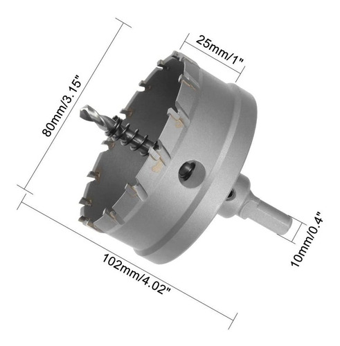Mecha Copa 80 Mm Carburo De Tungsteno Tct P/ Metales Guiller