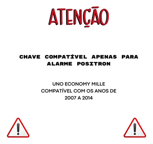 Chave P/ Alarme Positron Uno Economy Mille Way - Com Chip