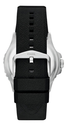 Relógio masculino Fossil Fs6049 azul, pulseira preta, moldura prateada, fundo azul