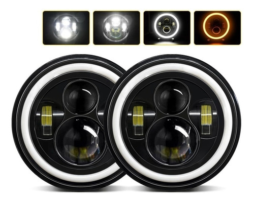 Par 7 H4 Faros De Led Drl Ojos Ángel Wrangler Jeep Vocho