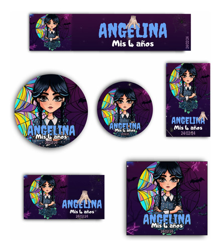 Stickers Etiquetas Candy Bar Merlina Anime Troqueladas 144un