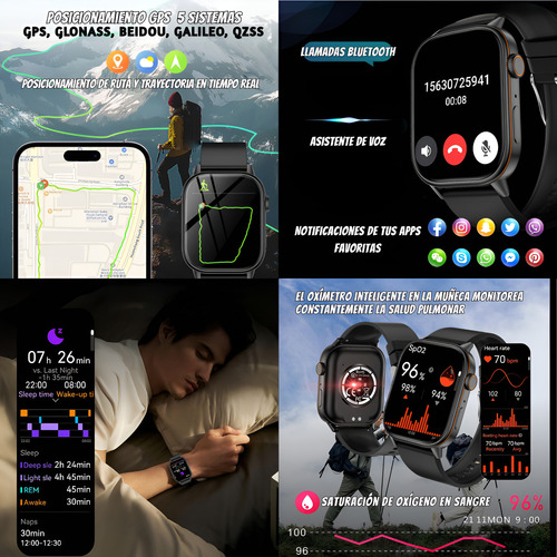 Smartwatch Sport Adventure Outdoor Brújula Trail Running Gps Negro