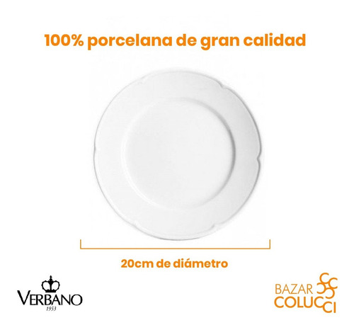 X6 Plato Postre Línea Provenza, Verbano - Bazar Colucci