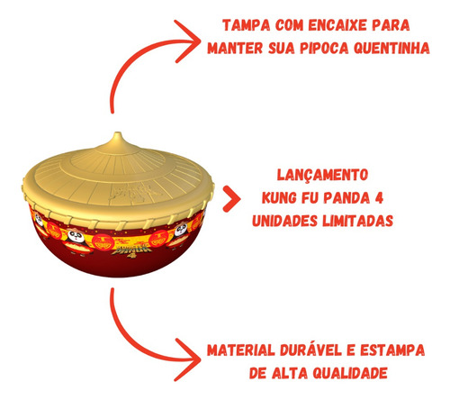 Balde Pipoca Kung Fu Panda 4 Grande Colecionável Oferta