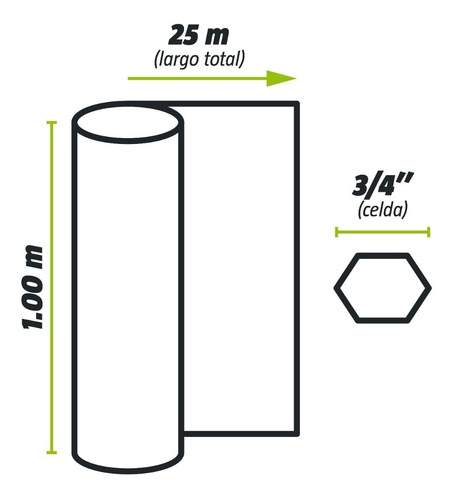 Imagen 2 de 5 de Tejido Malla Hexagonal Galv. 3/4' X 1.00 Mt. X 25 Mts Kroner