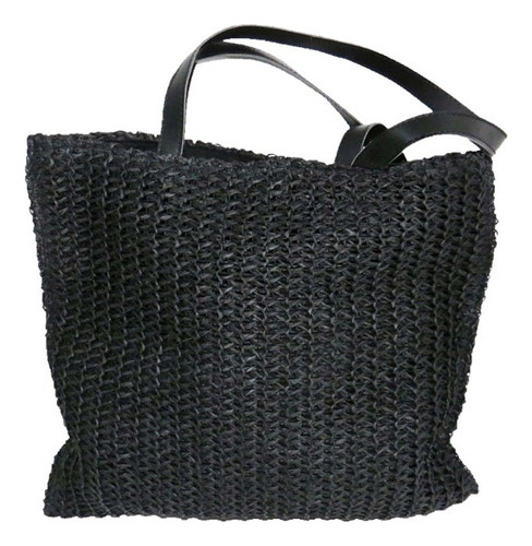 Bolso De Fibras Naturales Negro 