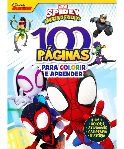 Livro Infantil 100 Páginas P/ Colorir Marvel Aranha E Amigos