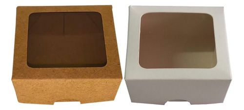 60 Caixa Com Visor Presente Embalagem De Papel 6,5x6,5x3,5cm