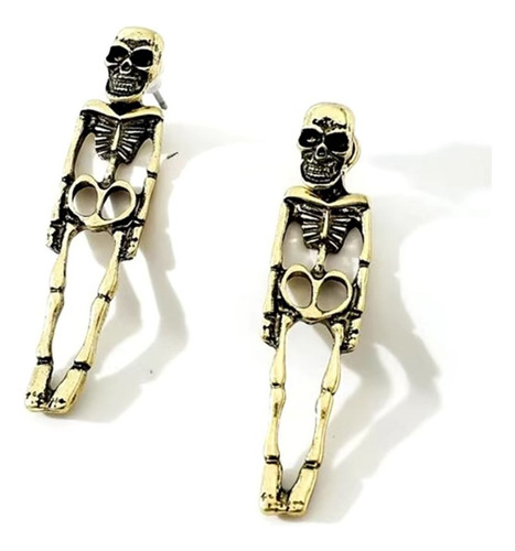Aretes Largos Goticos De Esqueleto Calavera Mujer
