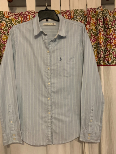 Camisa Celeste Rayada Abercrombie & Fitch Talle M
