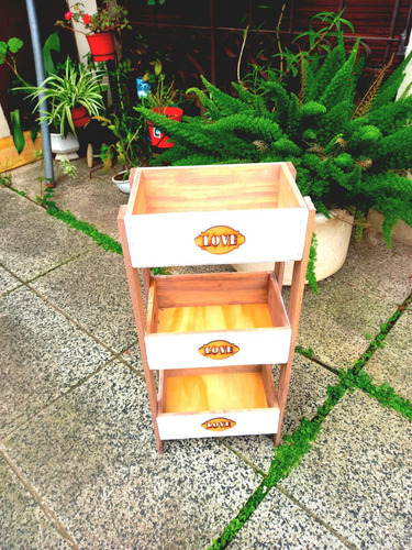 Cajon Estante Organizador Madera Deco X3 Canasto 25x35