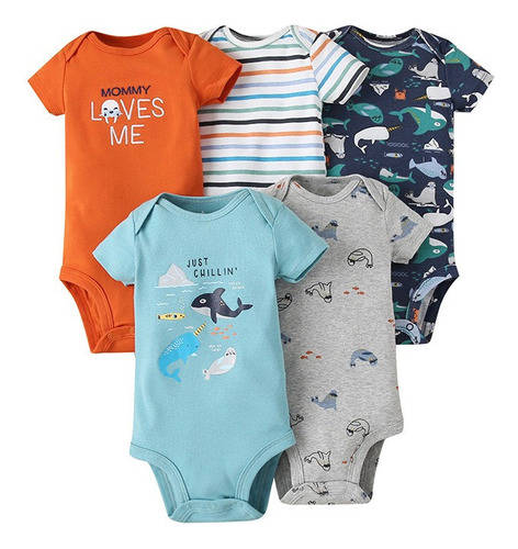 Set 5 Pañaleros Manga Corta Niño Y Niña Carters 0-24 Meses O