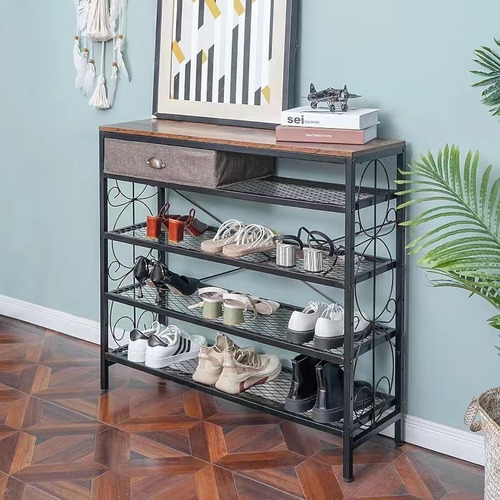 Credenza Minimalista Bufetera Recibidor Mesa Auxiliar Color Marrón Oscuro
