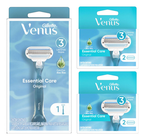 Combo Gillette Venus Essential Care Máquina De Afeitar + Rep