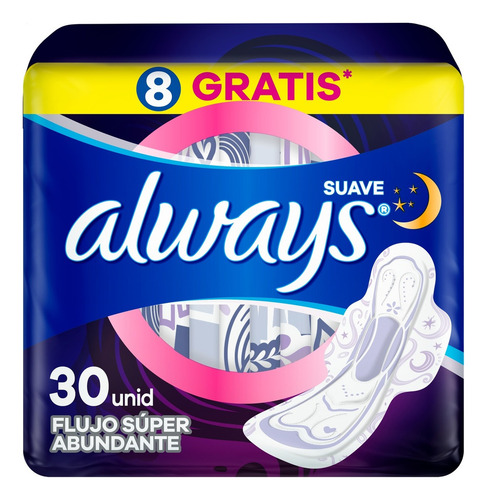 Toallas Femeninas Always Nocturna, 3x Protección 30 Unidades