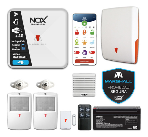 Kit Alarma Domiciliaria Inalambrica Marshall 4g / 3g + Wifi