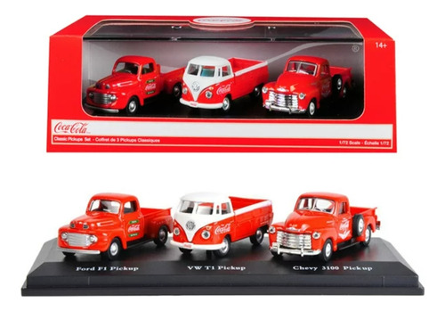 Motorcity 1:72 Set Coca Cola Ford Pickup Vw Pickup Chevy 