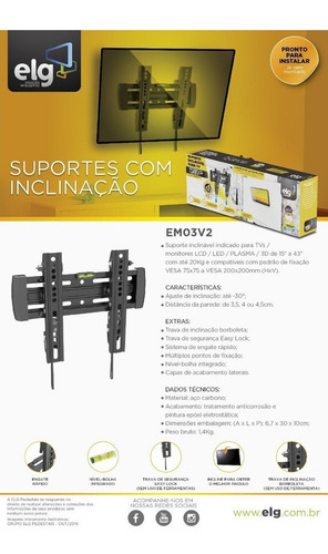 Imagem 4 de 5 de Suporte Tv 15 A 42 Inclinável ELG Em03v2