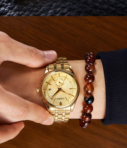 Relógio Feminino E Masculino Dourado Importado +frete Gratis