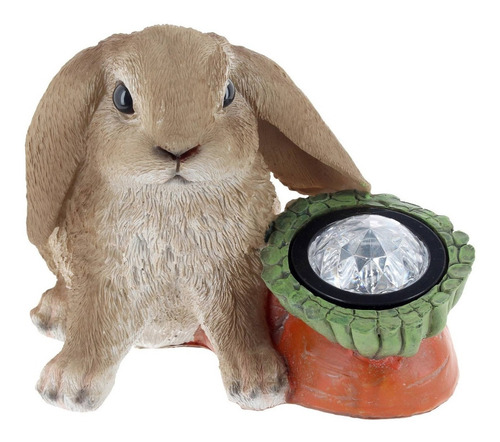 Conejo Solar Decorativo De Poliresina 15 Cm Afj