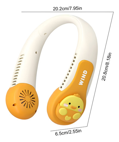 Ventilador Para Cuello Portátil Recargable 3 Velocidades Naranja
