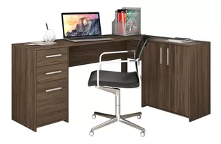 Escrivaninha gamer Notável Móveis Mesa office NT 2005 mdp de 1230 mm x 740 mm x 450 mm x 1570 mm nogal trend