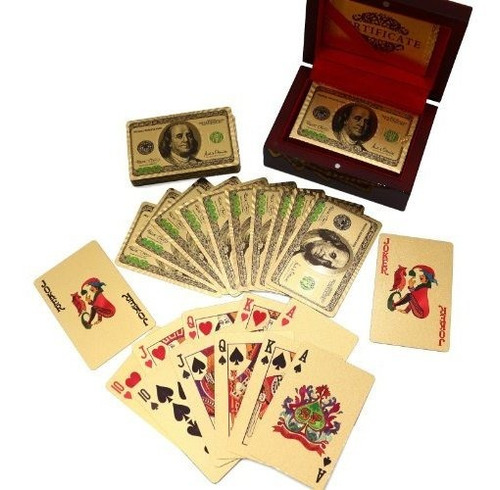 Deck Of 24k Gold Foil Plating Poker Plastic Playing Cards Wi