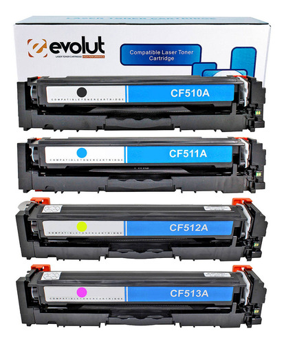 Kit Colorido Toner Evolut Compatível Com 510a 511a 512a 513a Tinta Preto Ciano Amarelo E Magenta