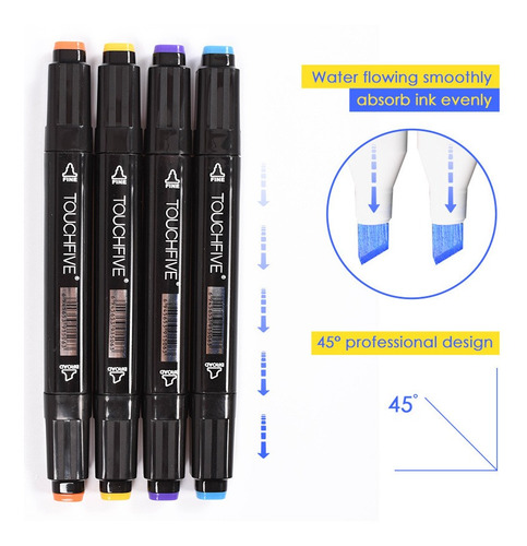 Touchfive 80 De Color Arte Marcadores Cepillo Pluma Bosquejo