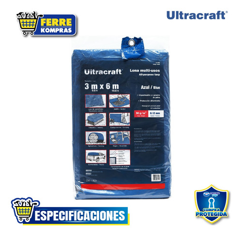 Lona 3.0 X 6.0 M, Azul, Ultra 41920