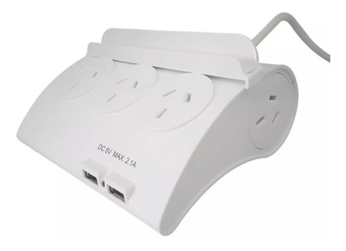 Alargue Zapatilla 5 Tomas 2 Puertos Usb Dock Para Celular