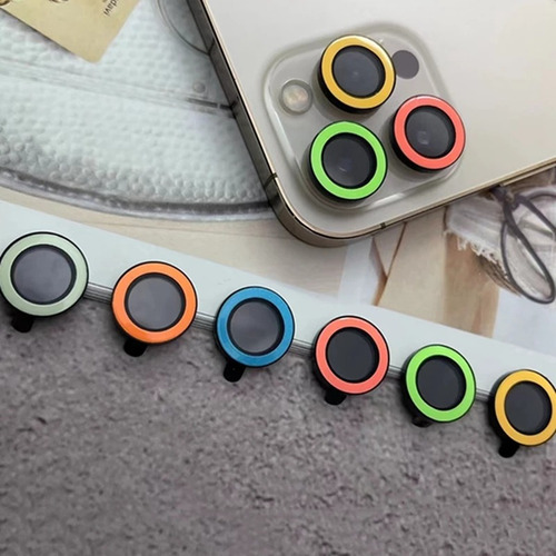 Imagen 3 de 3 de Vidrio Templado Camara Para iPhone 11 / 12 / 13 Naranja Neon