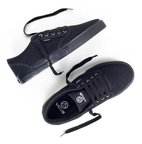 Imagen 3 de 6 de Zapatillas Vicus Folk Lona Negro Suela Negra