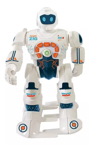 Robô Inteligente Educativo Zig Anda Ensina Inglês 25 Funções Cor Branco  Personagem Robô