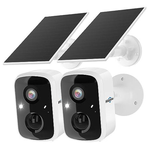 Hiseeu Solar Camera Security Outdoor, 2 Pack 100% Wireless 3