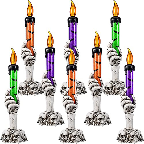 Juego De 8 Velas De Halloween Forma De Manos De Esquele...